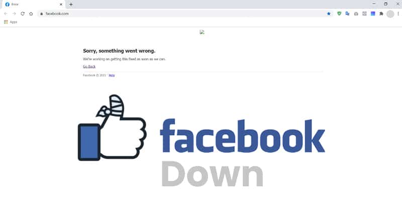 Sorry, something went wrong. Facebook Website Down!